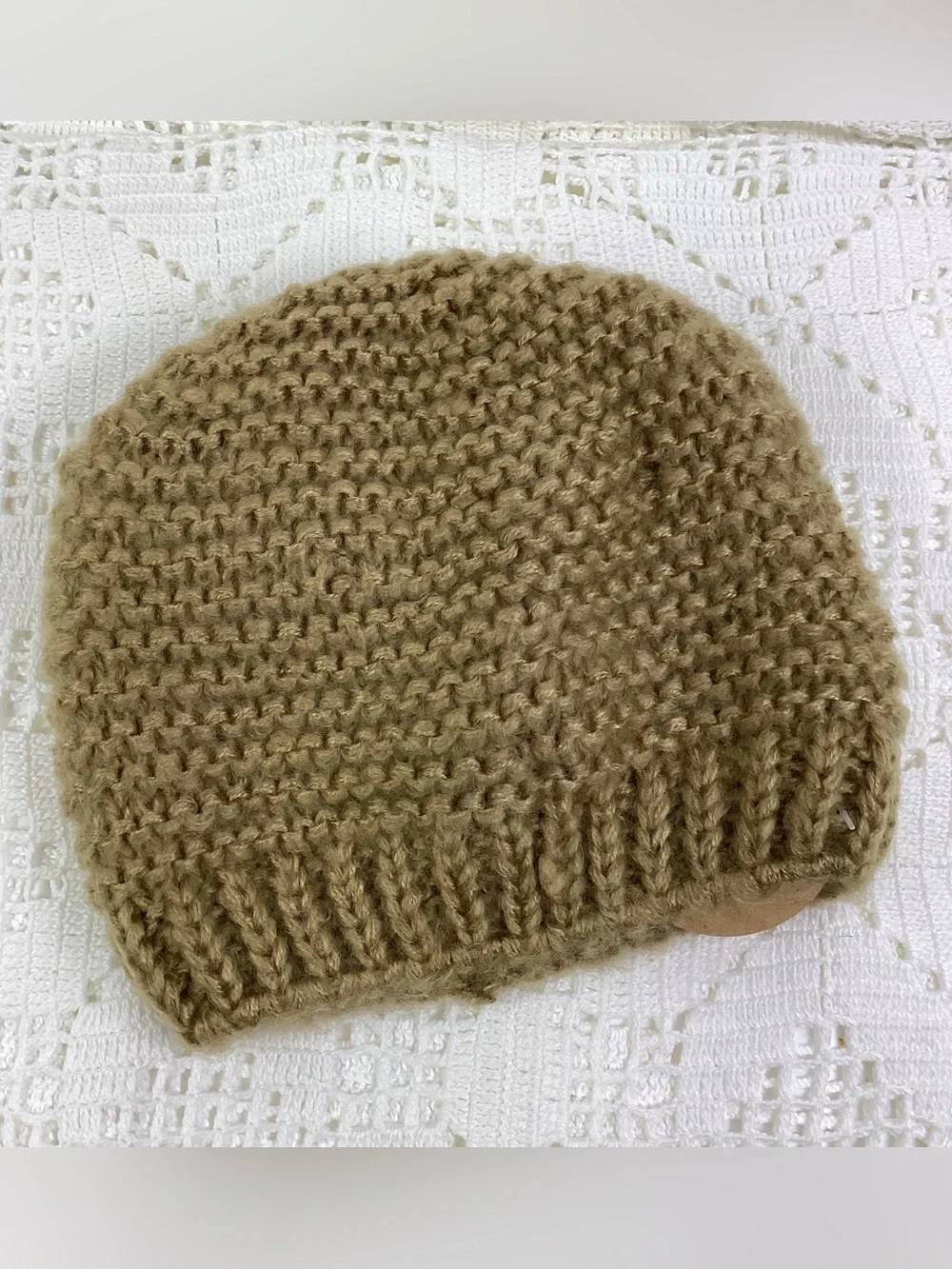mud pie Kids' Red-Nose Reindeer Knit Hat - Tan 6-18 months